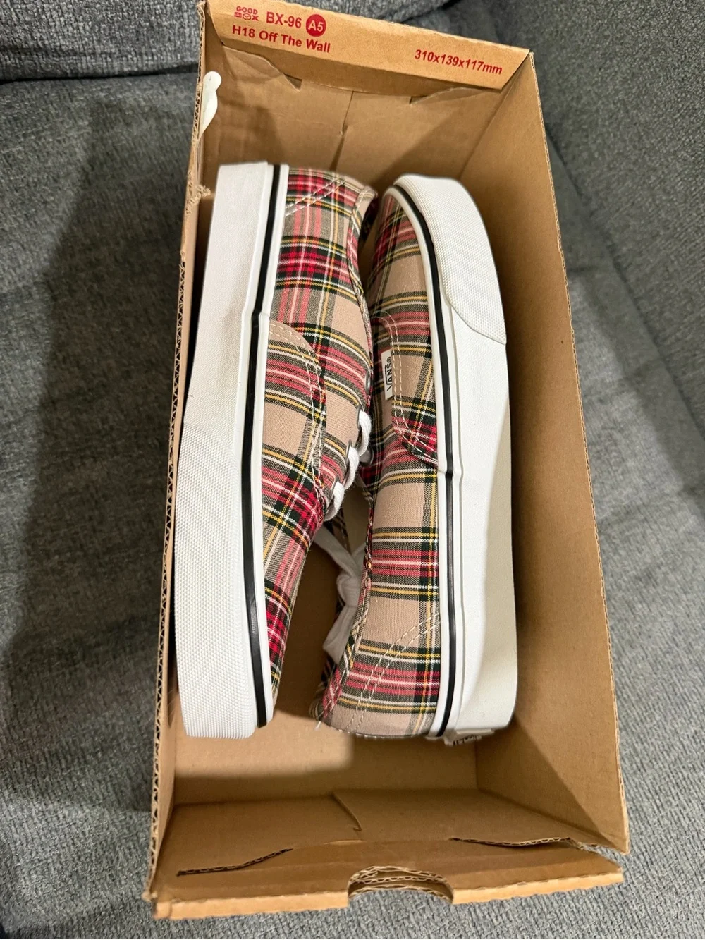 VANS AUTHENTIC Plaid Tan LOW TOP SNEAKER NIB VN000EGATAN Men’s 5.5 Womens 7